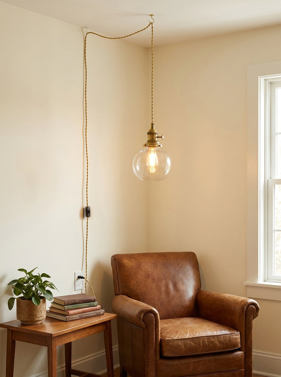 Jasmine Glass Plug In Pendant Light – Handcrafted Material Texture and Detail View