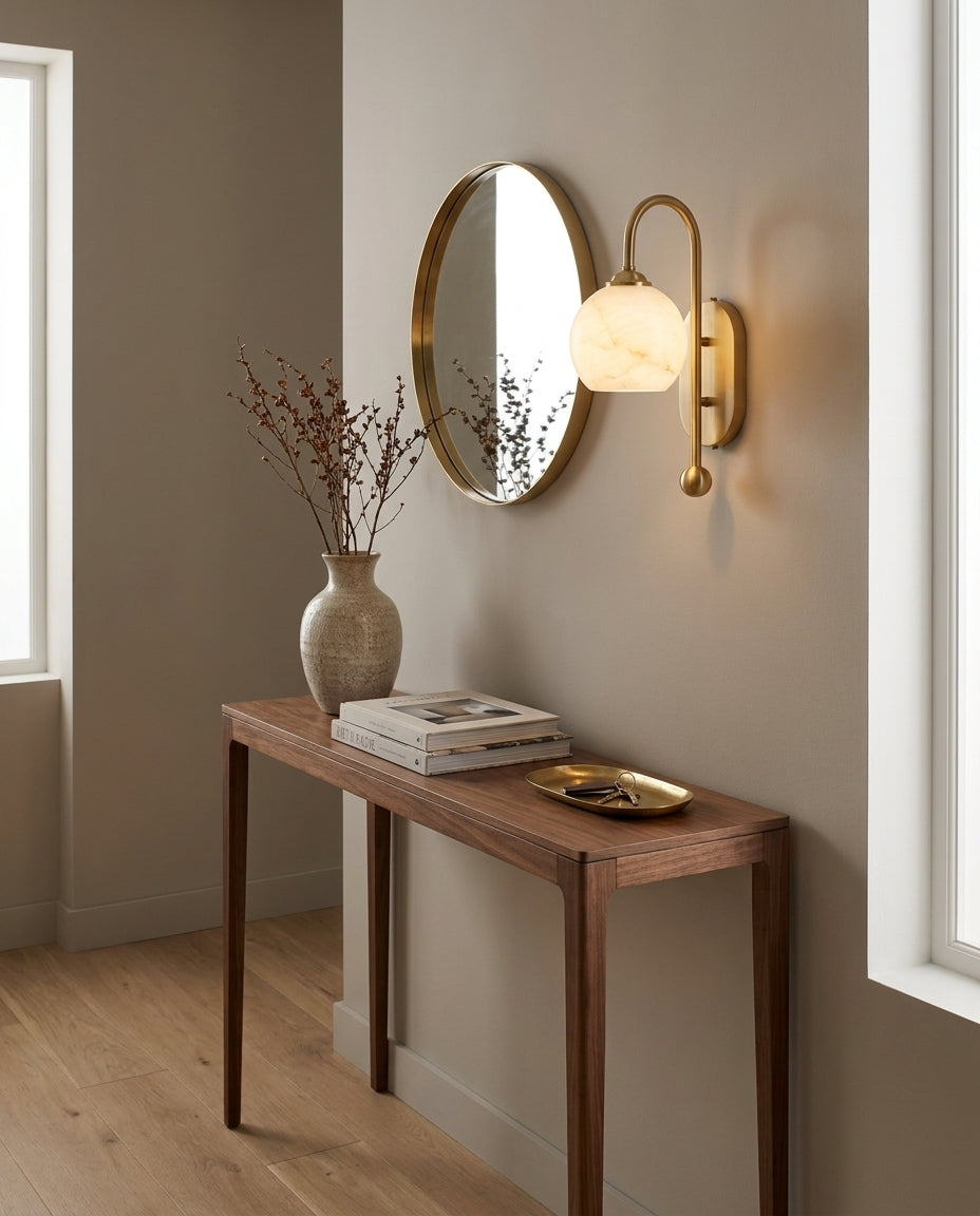 Juliet Alabaster Curated Alabaster Wall Sconce – structural canopy joint detail