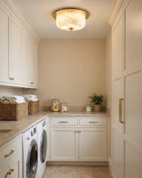 Justice Alabaster Curated Alabaster Flush Mount – structural canopy joint detail