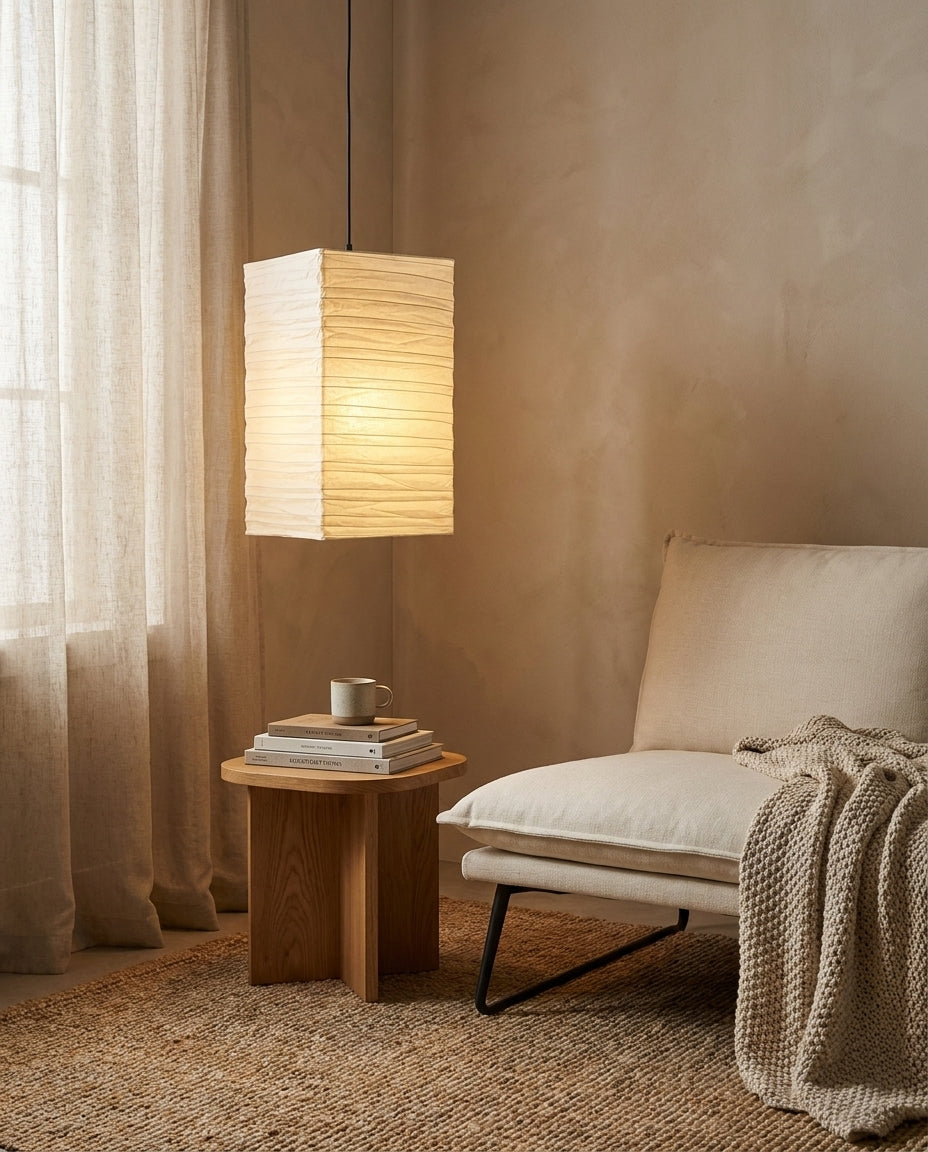 Kaku Paper Curated Washi Paper Pendant Light – structural canopy joint detail
