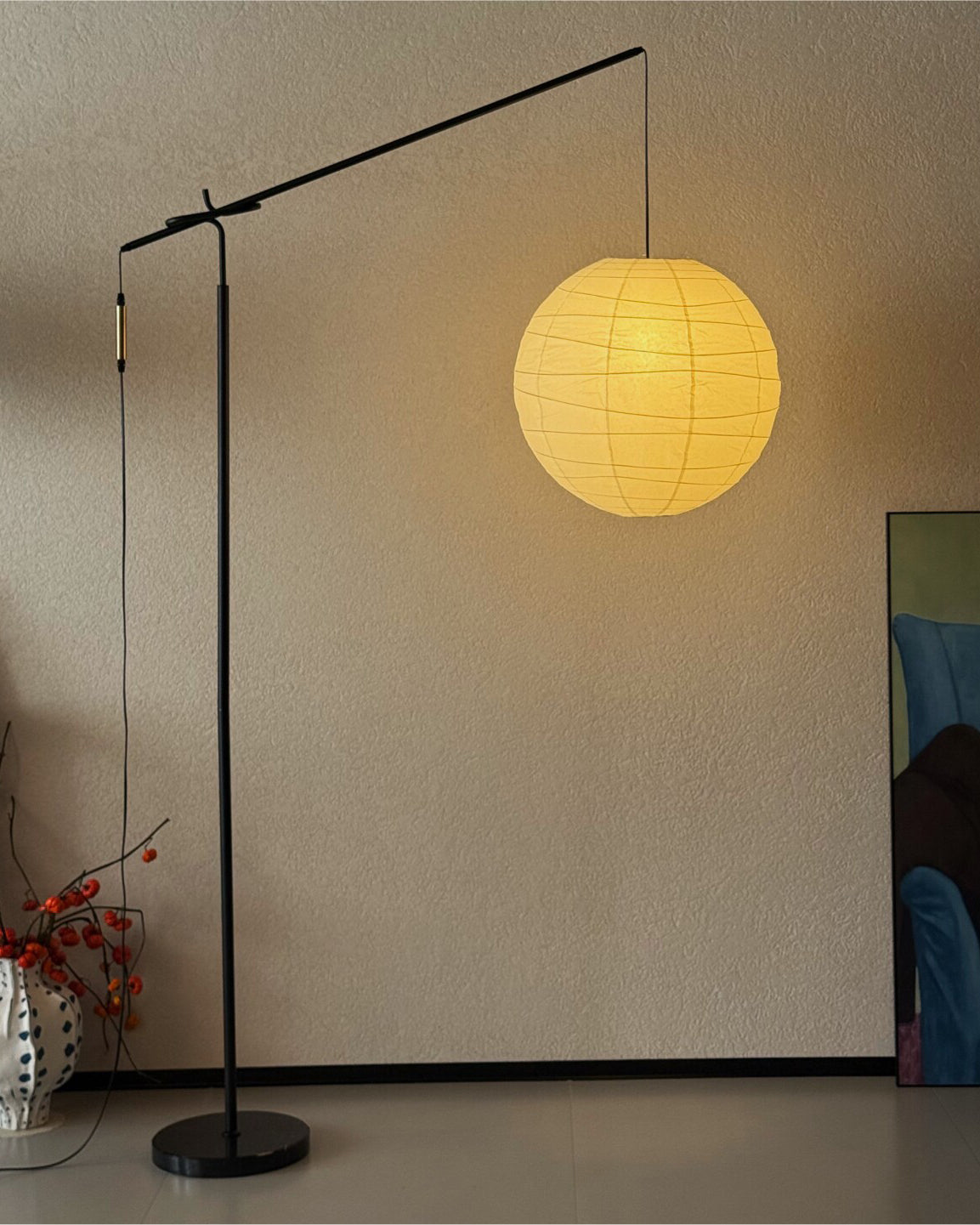 Kanso Paper Floor Curated Washi Paper Floor Lamp – handcrafted surface texture