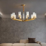 Kayla Brass Curated Mouth-Blown Frosted Glass Ch – full fixture elevation view