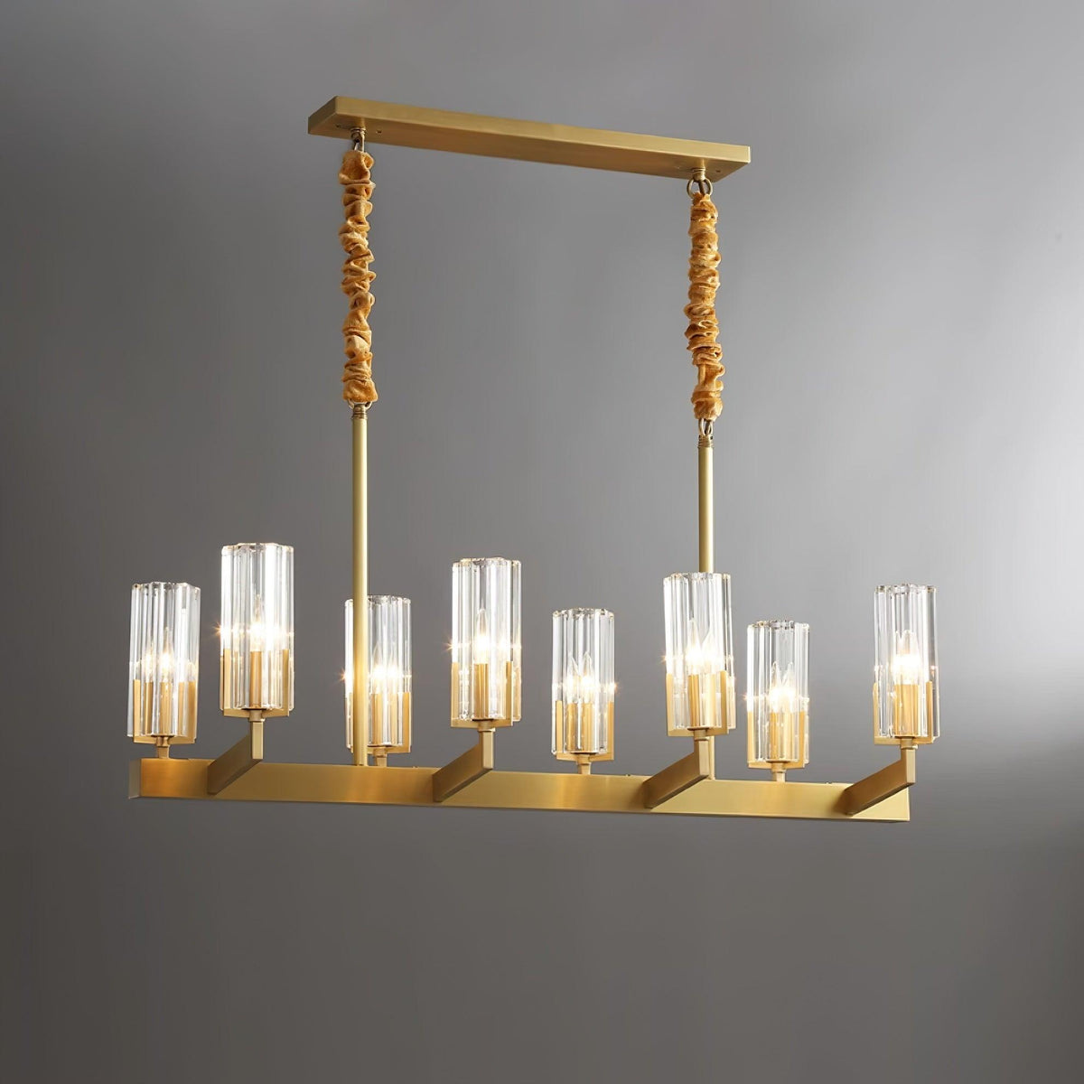 Kayla Brass Curated Mouth-Blown Frosted Glass Ch – structural canopy joint detail #1