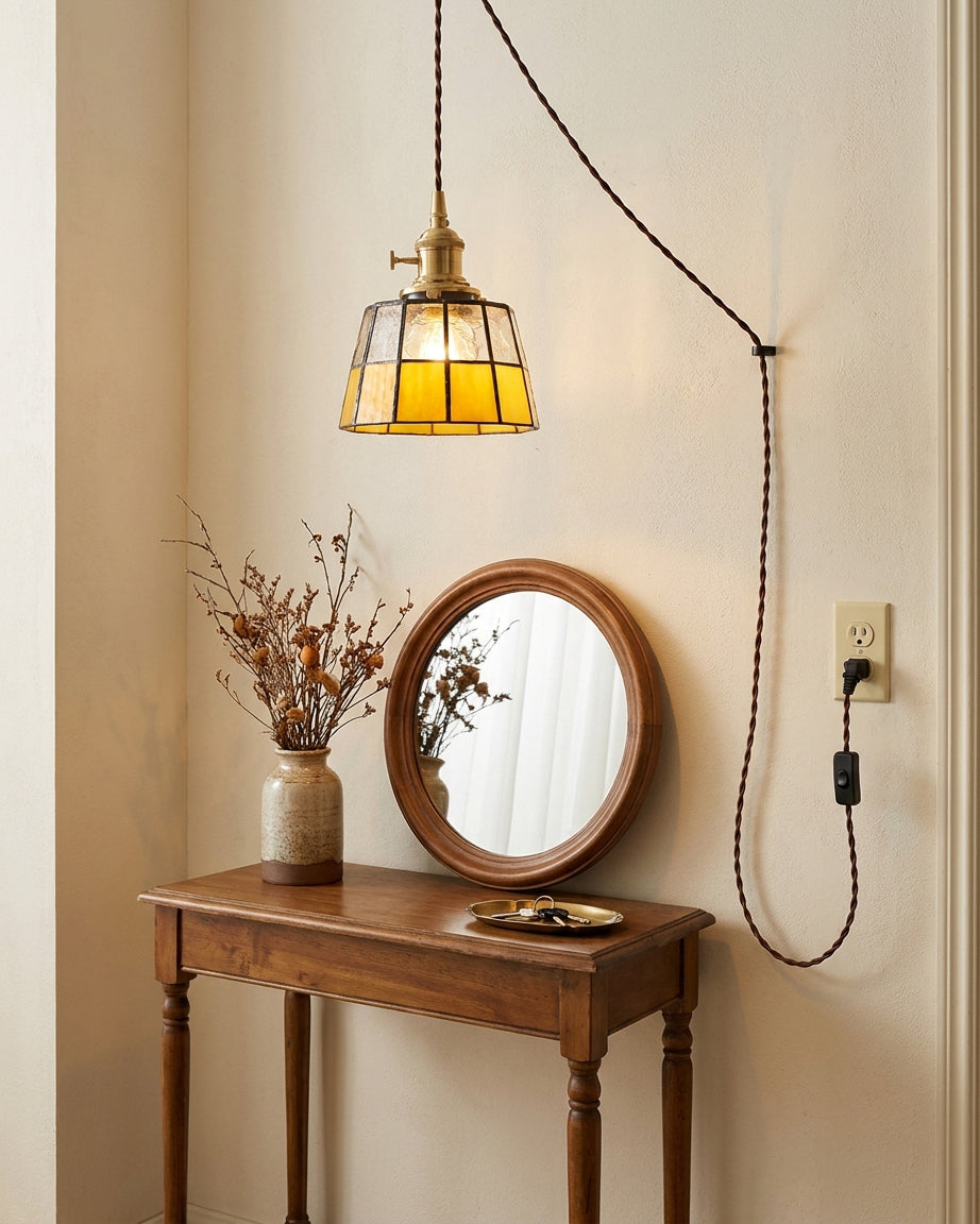 Amber Art Glass craftsmanship detail on Keito Curated Amber Art Glass Pendant Light