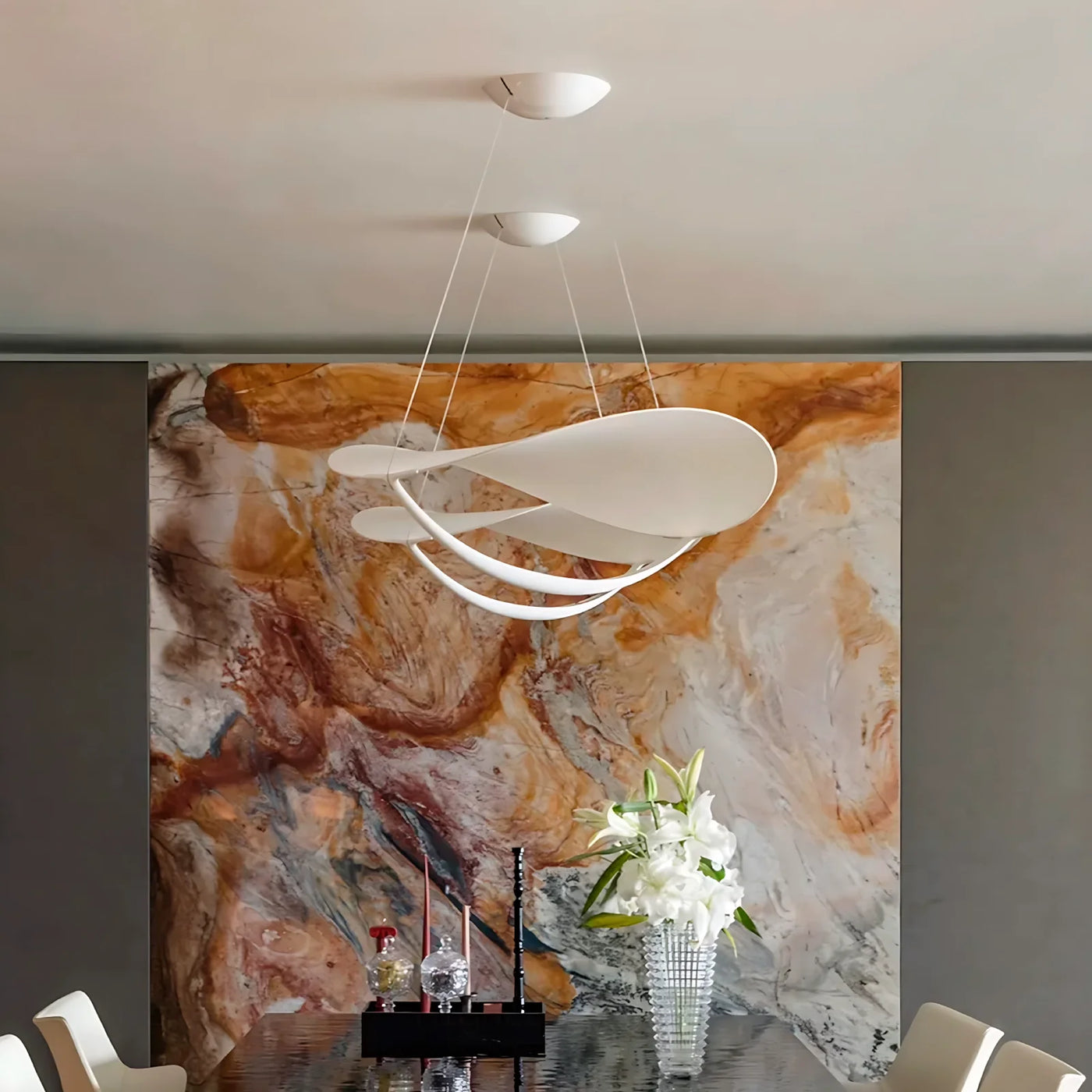 Premium Steel Pendant Light View 3 | Plena Fabric Shade Pendant Light | Designer Minimalist Chandelier | JINSHE | JINSHE