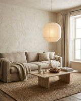 Kiyome Paper Curated Washi Paper Pendant Light – illuminated warm ambiance setting