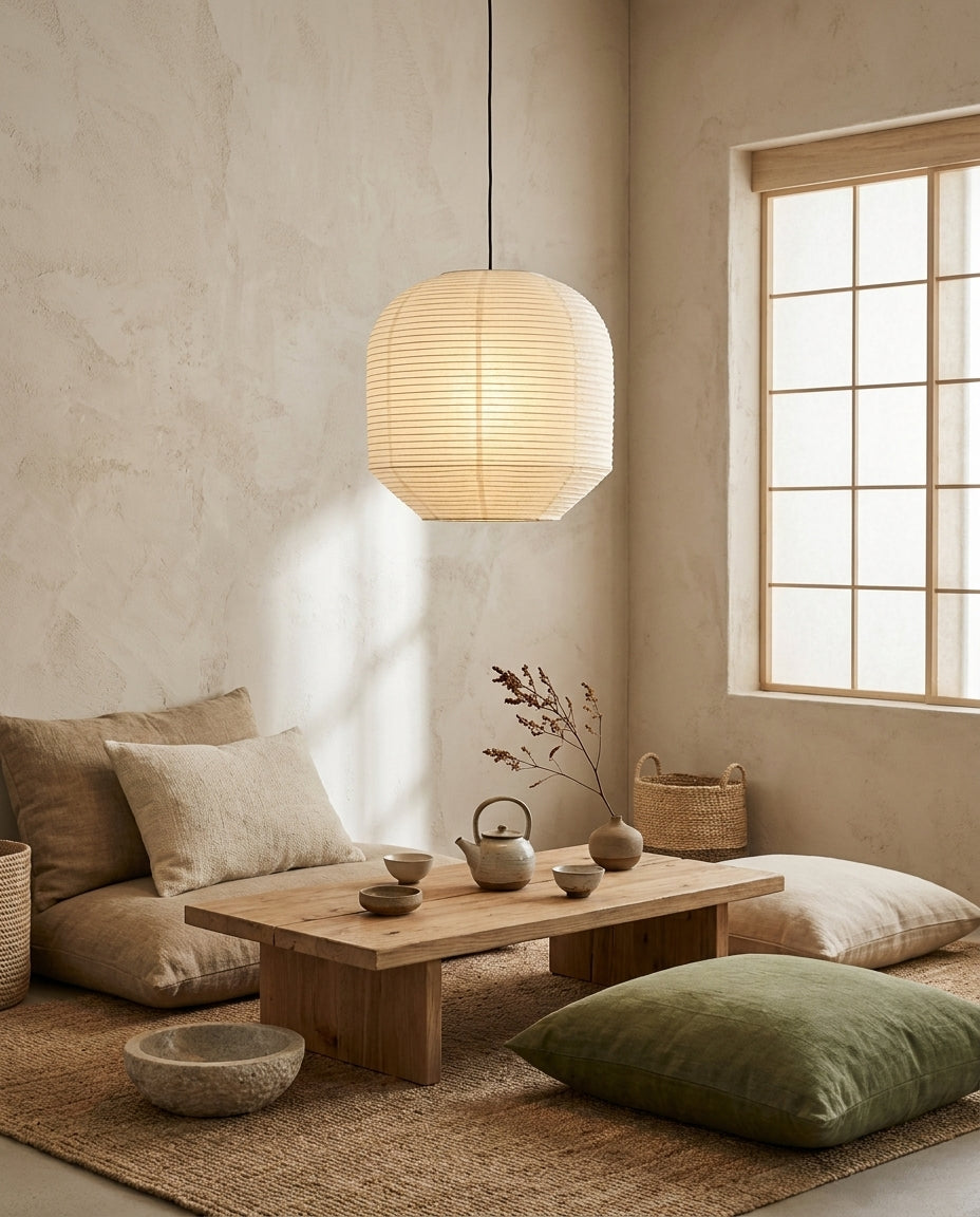 Kiyome Paper Curated Washi Paper Pendant Light – architectural ceiling profile