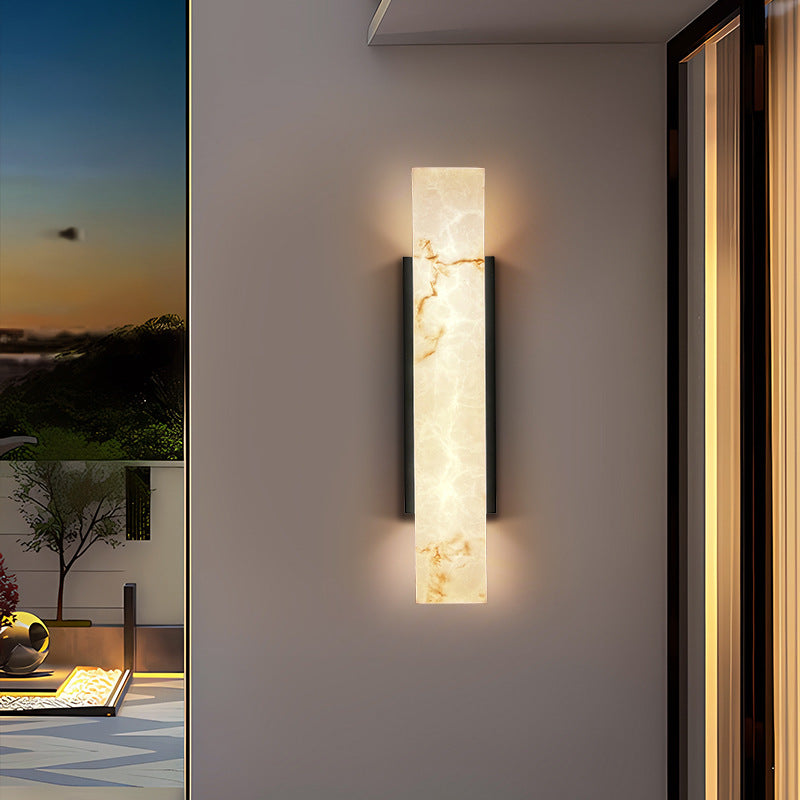 Spanish Alabaster Wall Lamp View 7 | Solid Brass Wall Lamp | Natural Stone Sconce | JINSHE | JINSHE