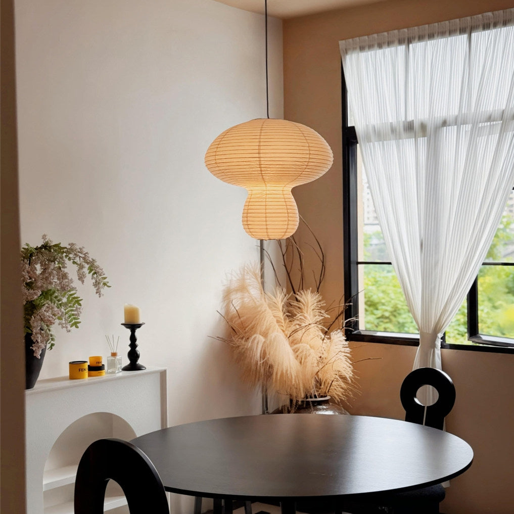 Kogane Paper Curated Washi Paper Pendant Light – full fixture elevation view