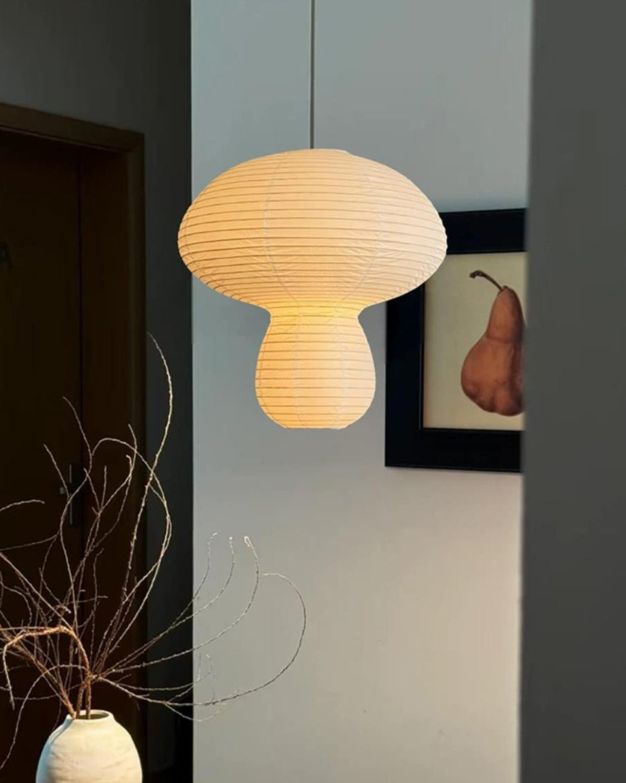 Kogane Paper Curated Washi Paper Pendant Light – side angled contour profile