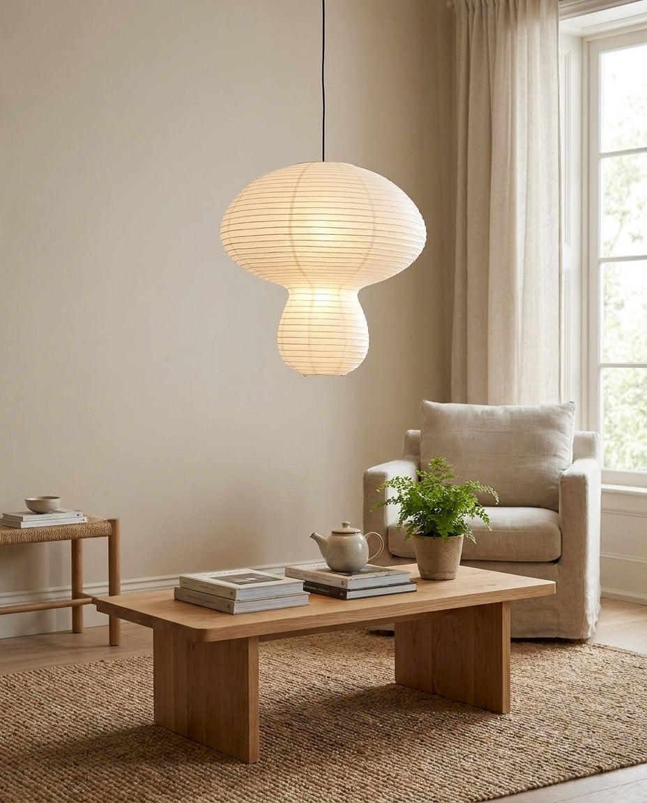 Kogane Paper Curated Washi Paper Pendant Light – handcrafted surface texture