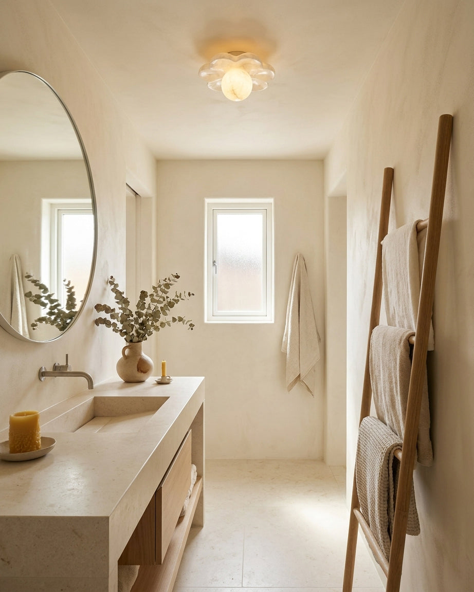 La Fleur Alabaster Curated Alabaster Flush Mount – structural canopy joint detail
