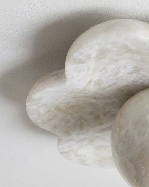 La Fleur Alabaster Curated Alabaster Flush Mount – full fixture elevation view