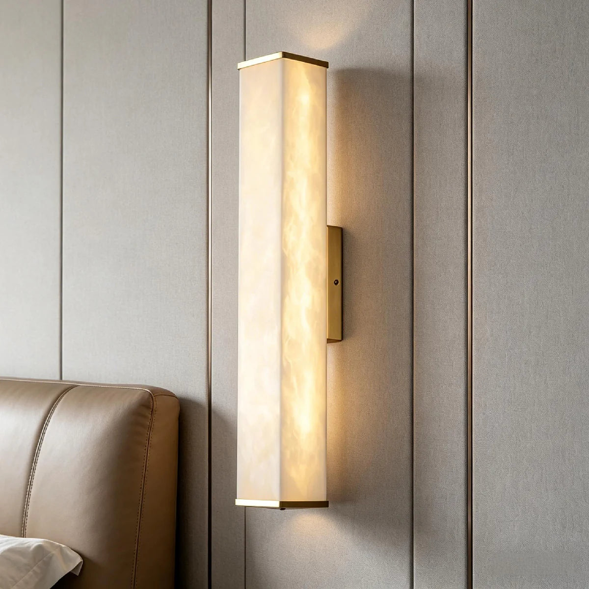 Spanish Alabaster Wall Lamp View 9 | Natural Spanish Alabaster Labra Wall Lamp | Wabi Sabi Lighting | JINSHE | JINSHE