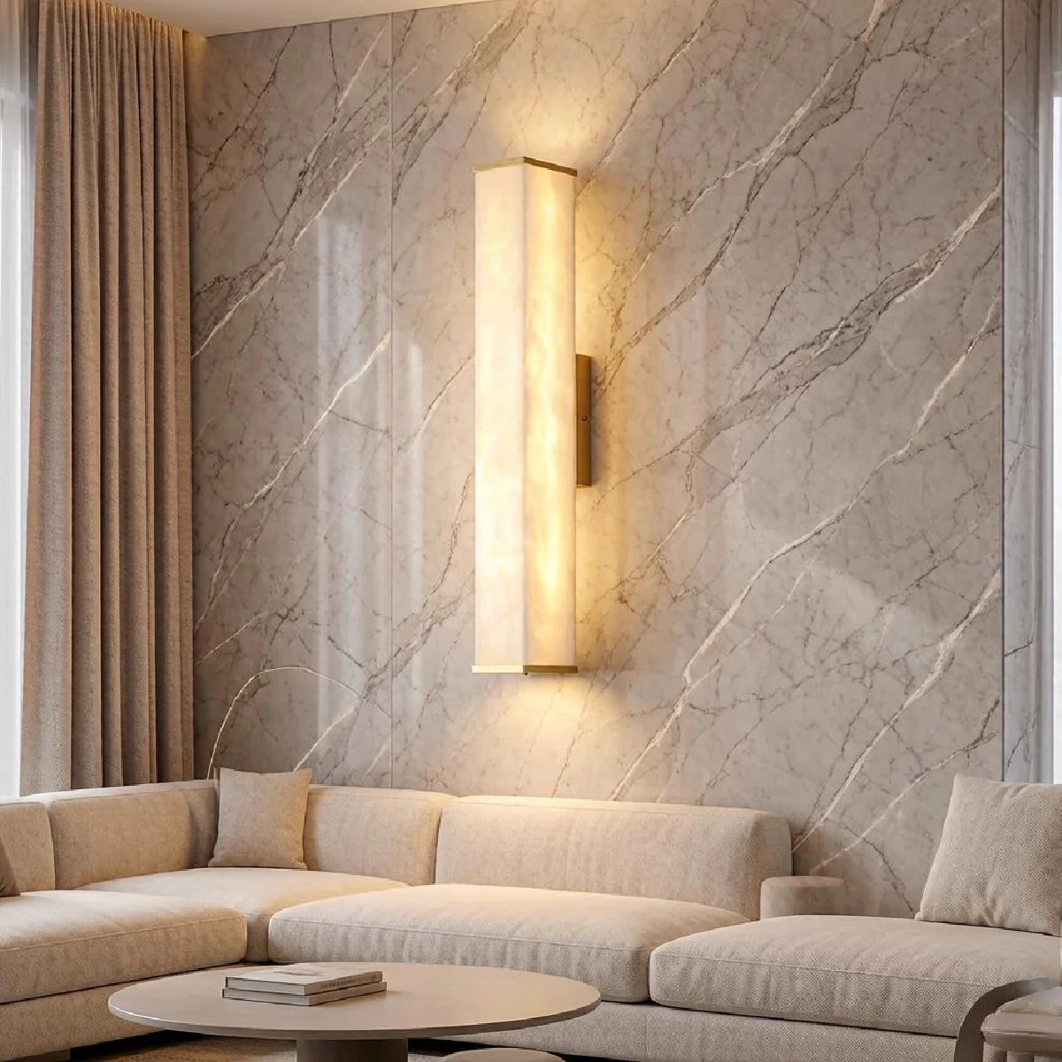 Spanish Alabaster Wall Lamp View 5 | Natural Spanish Alabaster Labra Wall Lamp | Wabi Sabi Lighting | JINSHE | JINSHE
