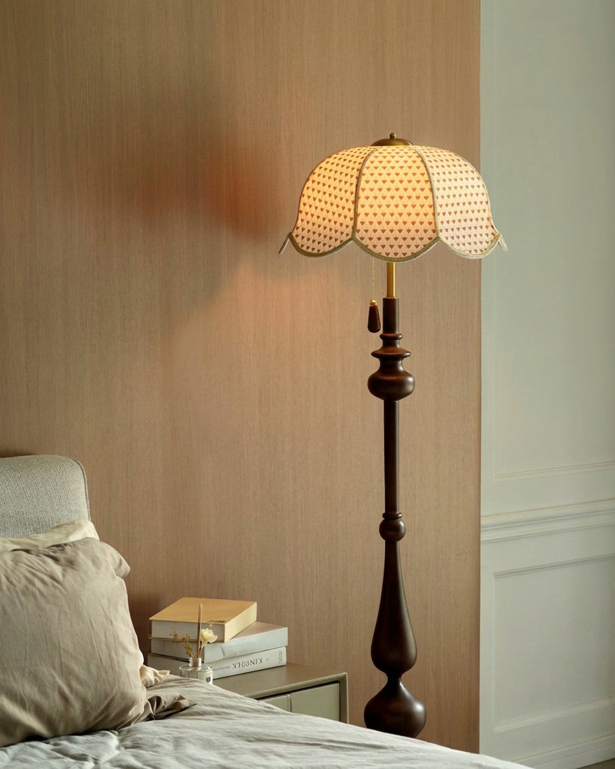 Lacienne Floor Curated Solid Hardwood Floor Lamp – illuminated warm ambiance setting