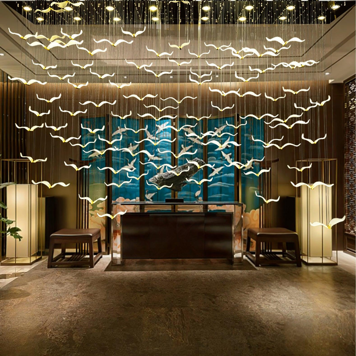 Large Seagull Chandelier – Ambient Illumination in Luxury Interior Setting View 15