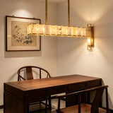 Spanish Alabaster Chandelier View 7 | Lashima Marble & Solid Brass Bar Chandelier | Modern Luxury Linear Pendant Light for Living Room & Dining Room | JINSHE | JINSHE