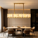 Spanish Alabaster Chandelier View 9 | Lashima Marble & Solid Brass Bar Chandelier | Modern Luxury Linear Pendant Light for Living Room & Dining Room | JINSHE | JINSHE