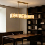 Spanish Alabaster Chandelier View 10 | Lashima Marble & Solid Brass Bar Chandelier | Modern Luxury Linear Pendant Light for Living Room & Dining Room | JINSHE | JINSHE