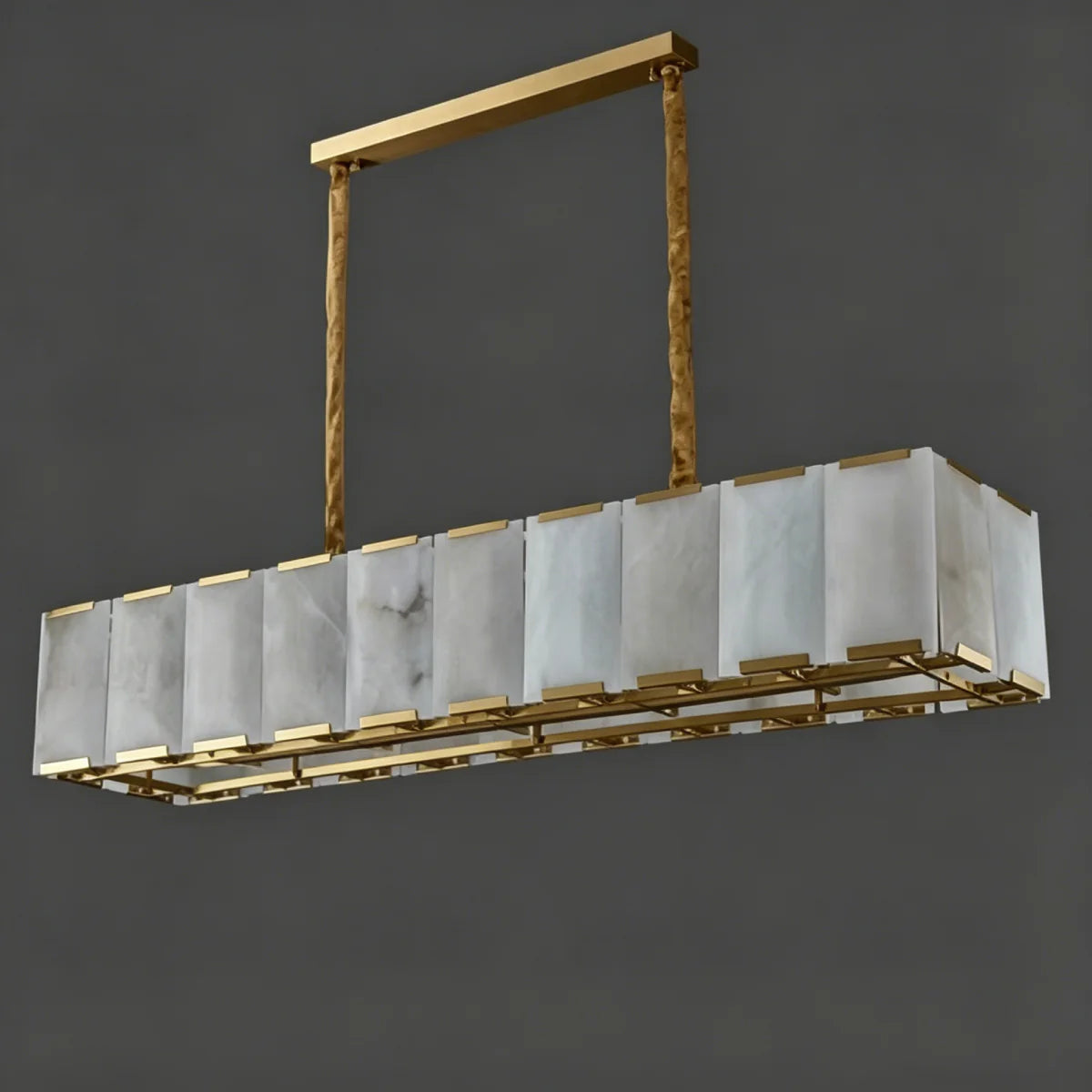Spanish Alabaster Chandelier View 13 | Lashima Marble & Solid Brass Bar Chandelier | Modern Luxury Linear Pendant Light for Living Room & Dining Room | JINSHE | JINSHE