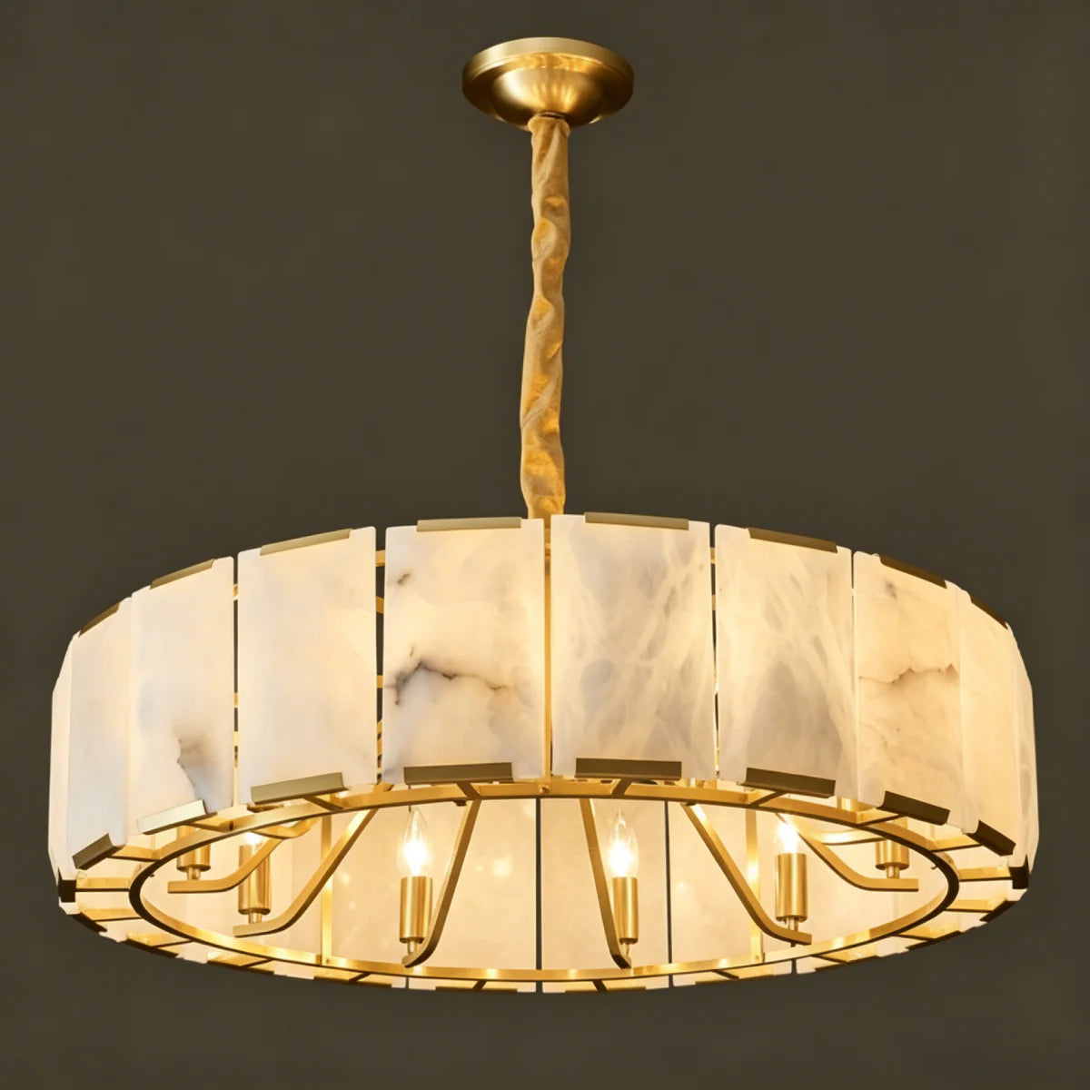 Spanish Alabaster Chandelier View 15 | Lashima Alabaster Halo Ring Chandelier | Modern Luxury Pendant Light for Living Room | JINSHE | JINSHE
