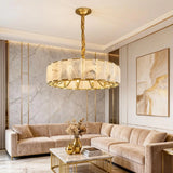 Spanish Alabaster Chandelier View 4 | Lashima Alabaster Halo Ring Chandelier | Modern Luxury Pendant Light for Living Room | JINSHE | JINSHE