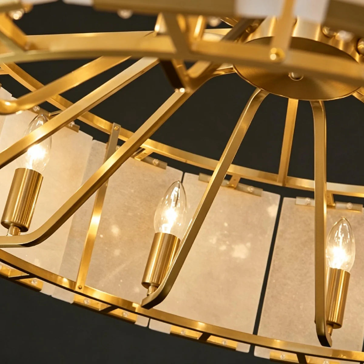 Spanish Alabaster Chandelier View 8 | Lashima Alabaster Halo Ring Chandelier | Modern Luxury Pendant Light for Living Room | JINSHE | JINSHE