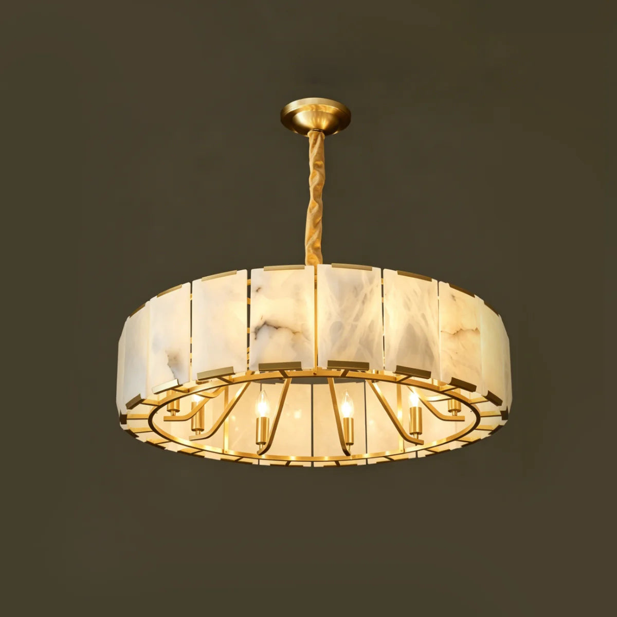 Spanish Alabaster Chandelier View 10 | Lashima Alabaster Halo Ring Chandelier | Modern Luxury Pendant Light for Living Room | JINSHE | JINSHE