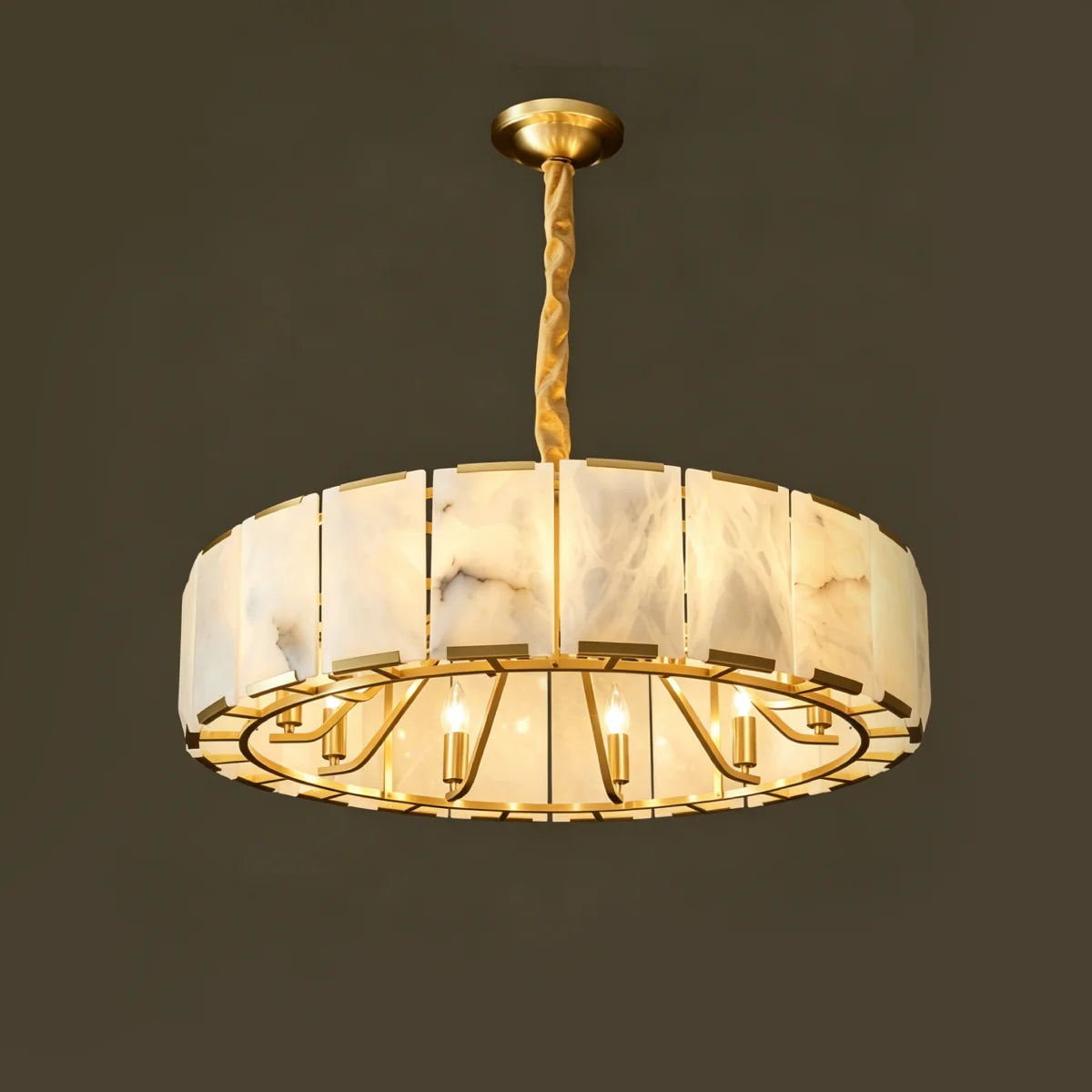 Spanish Alabaster Chandelier View 11 | Lashima Alabaster Halo Ring Chandelier | Modern Luxury Pendant Light for Living Room | JINSHE | JINSHE