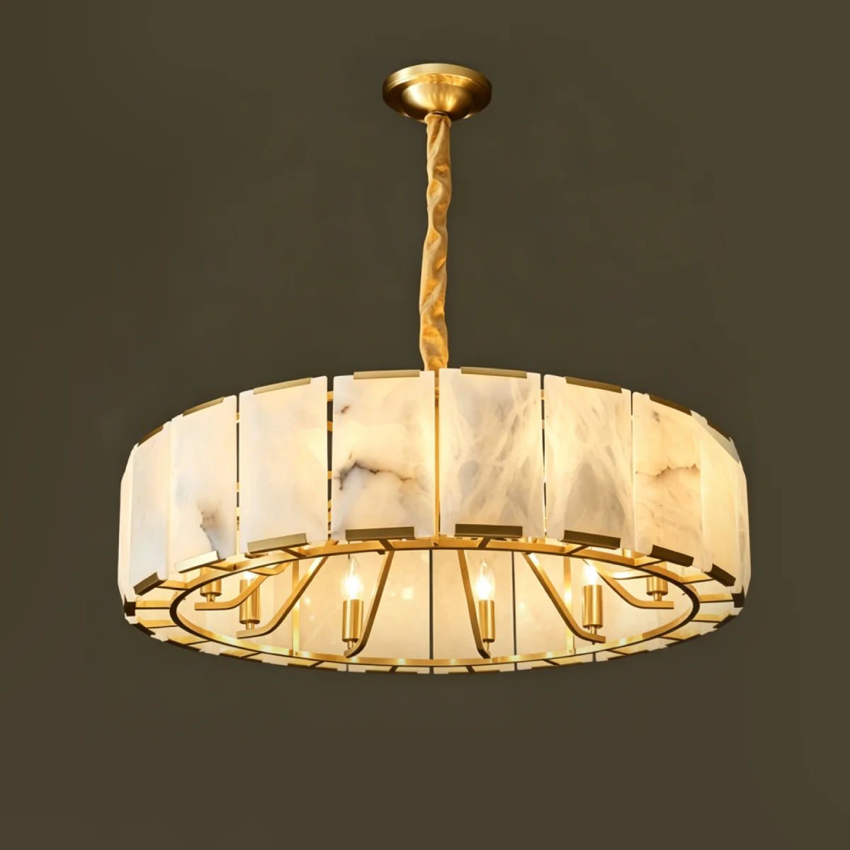 Spanish Alabaster Chandelier View 12 | Lashima Alabaster Halo Ring Chandelier | Modern Luxury Pendant Light for Living Room | JINSHE | JINSHE