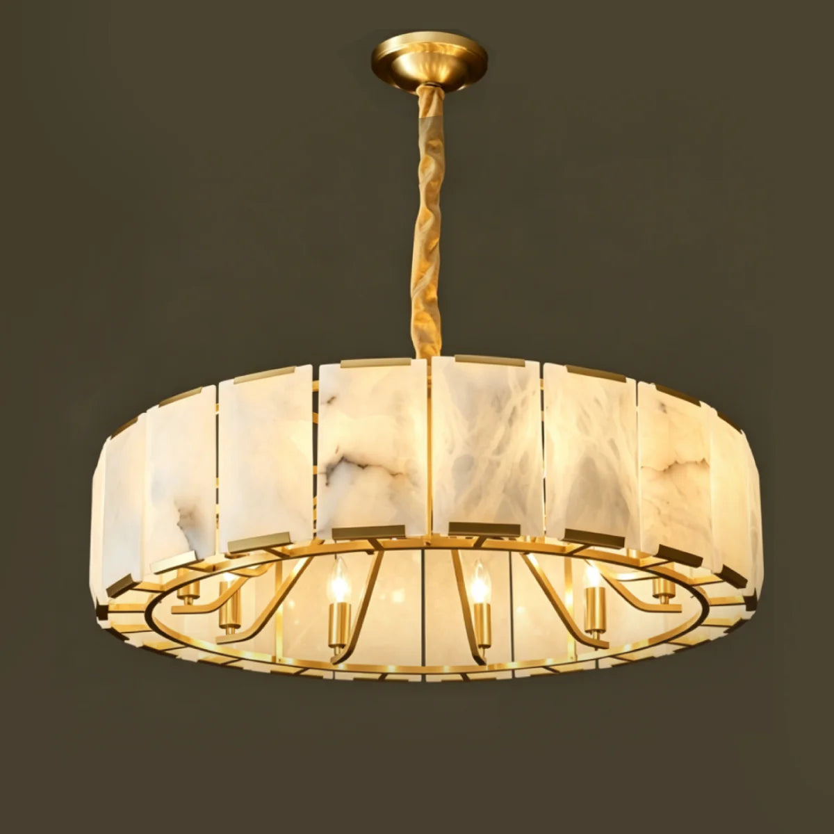 Spanish Alabaster Chandelier View 13 | Lashima Alabaster Halo Ring Chandelier | Modern Luxury Pendant Light for Living Room | JINSHE | JINSHE
