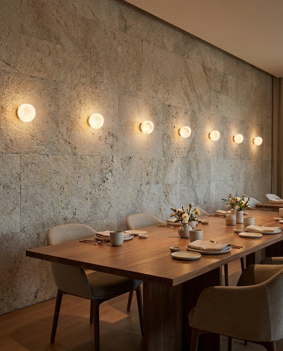 Lava Alabaster Curated Alabaster Wall Sconce – handcrafted surface texture