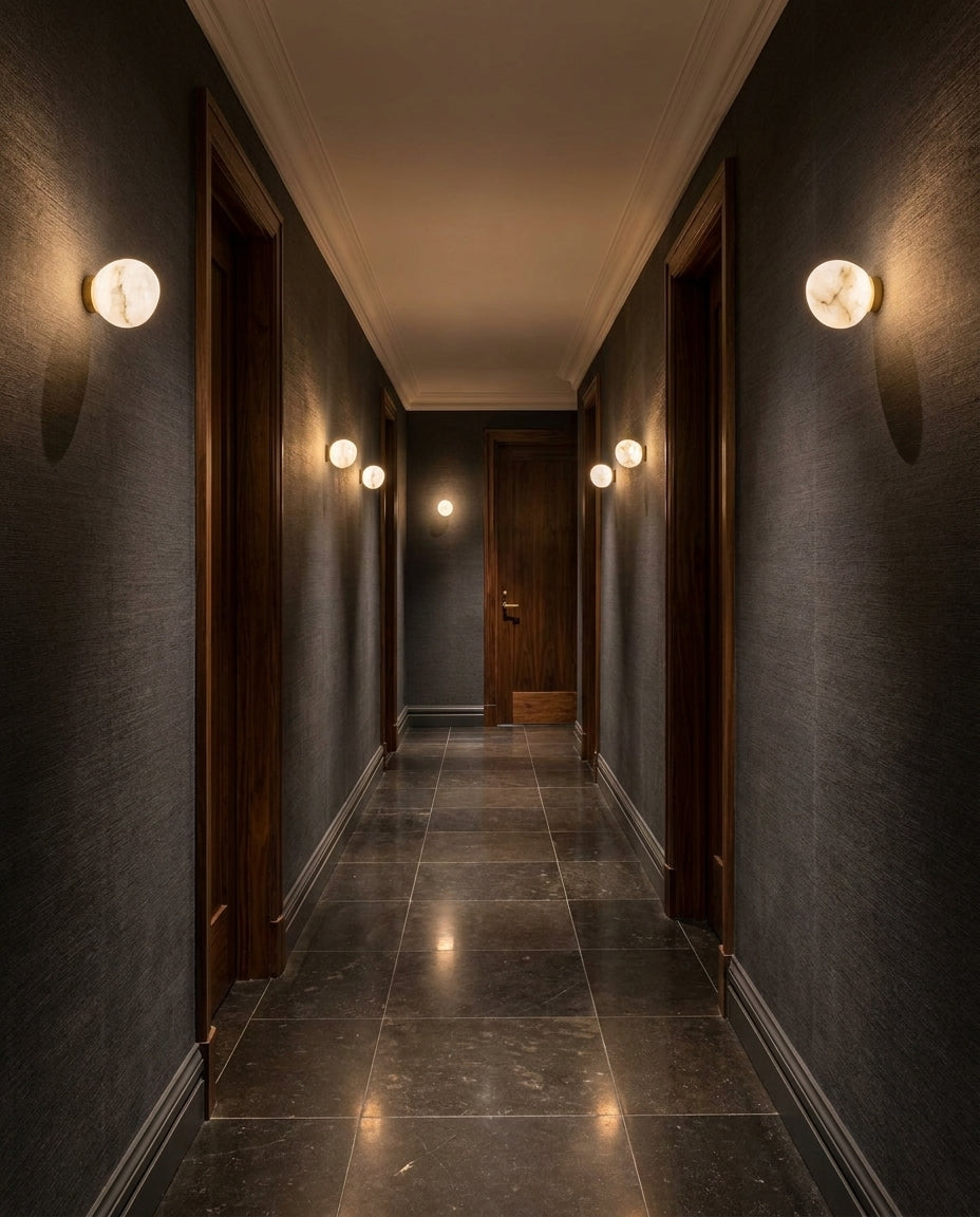 Lava Alabaster Curated Alabaster Wall Sconce – structural canopy joint detail