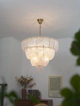 Layered Glass Petal Curated Mouth-Blown Frosted – illuminated warm ambiance setting