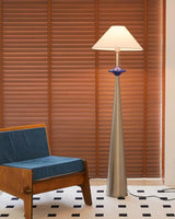 Lazuro Cone Floor Curated Iron & Glass Floor Lam installed in residential dining space