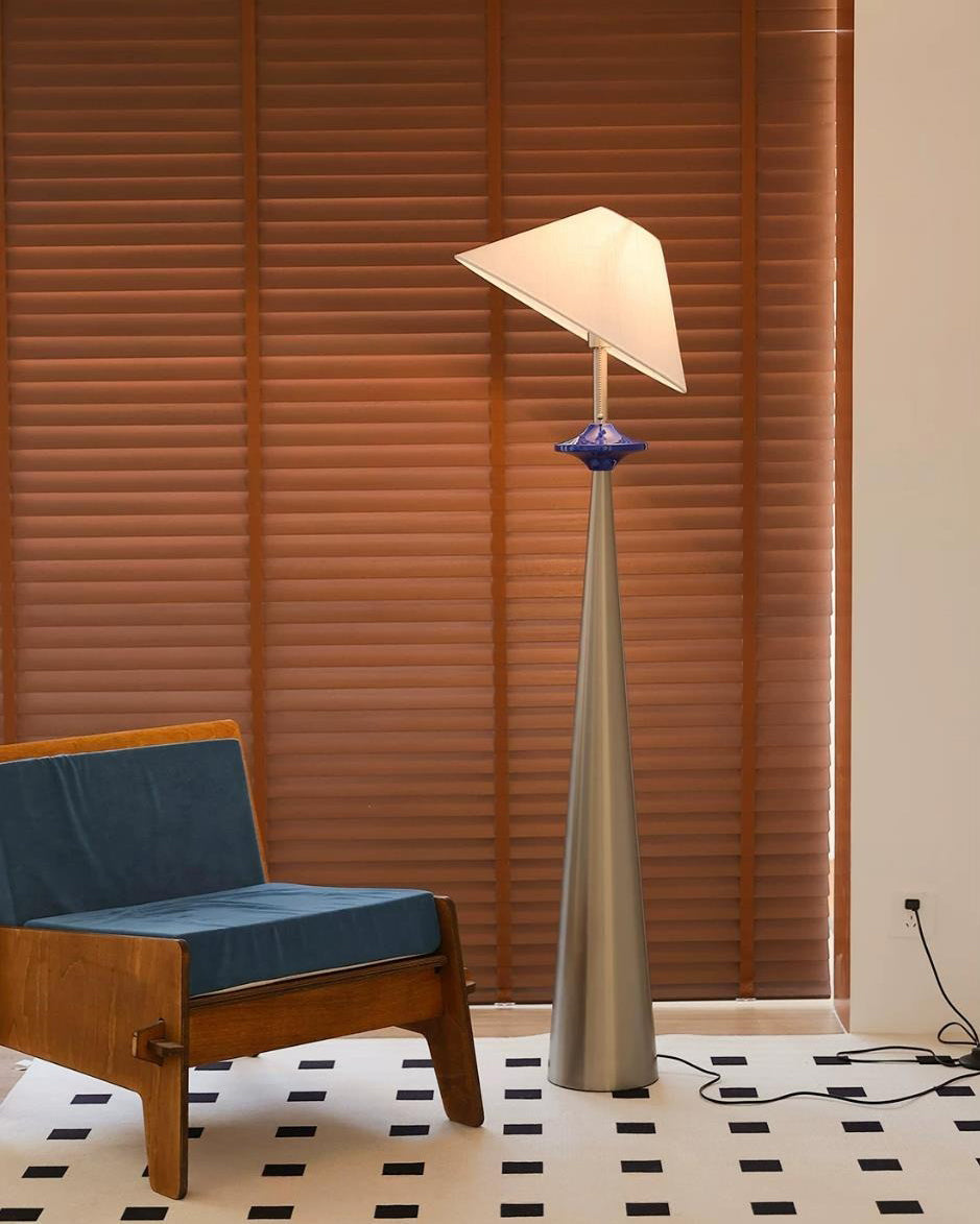 Lazuro Cone Floor Curated Iron & Glass Floor Lam – structural canopy joint detail