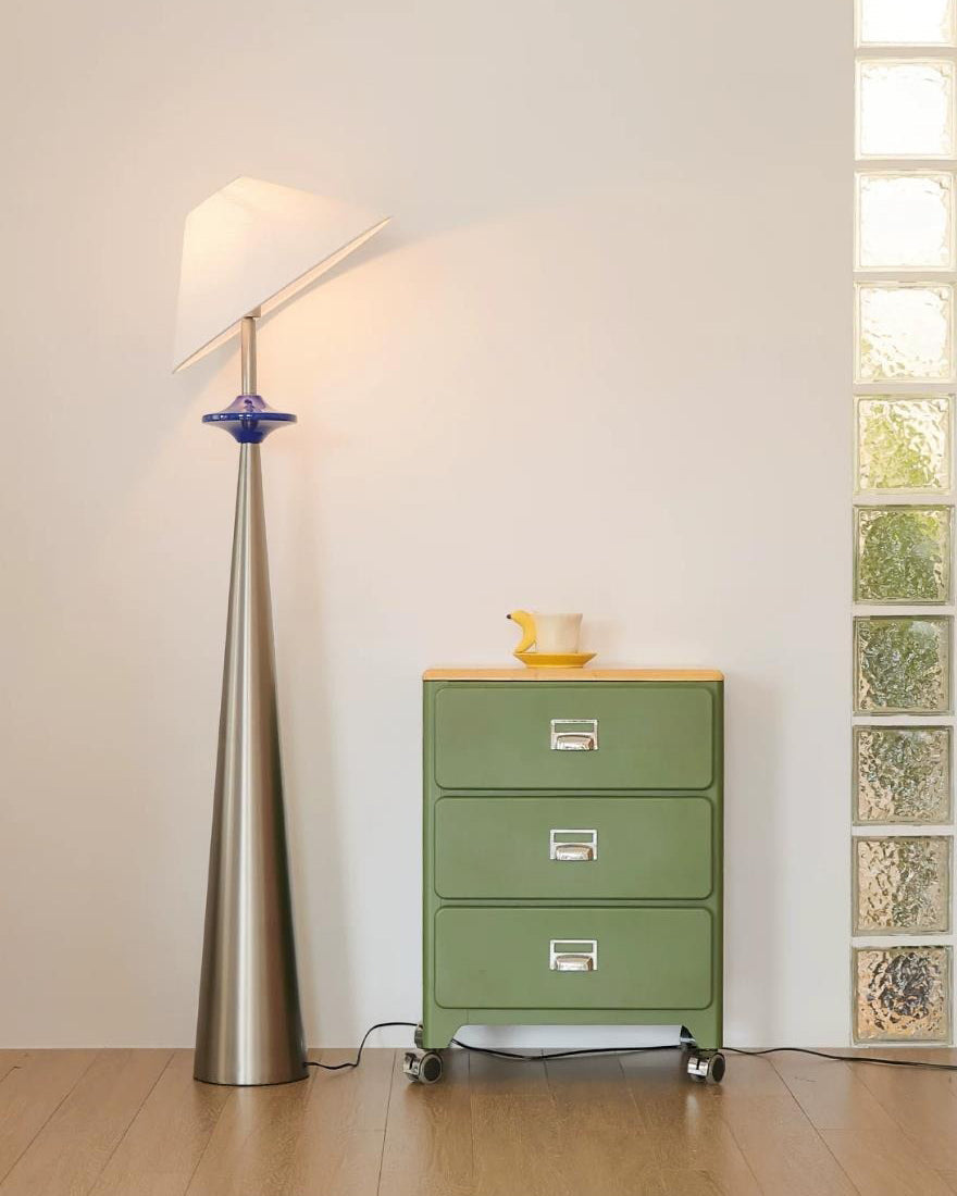 Lazuro Cone Floor Curated Iron & Glass Floor Lam – full fixture elevation view