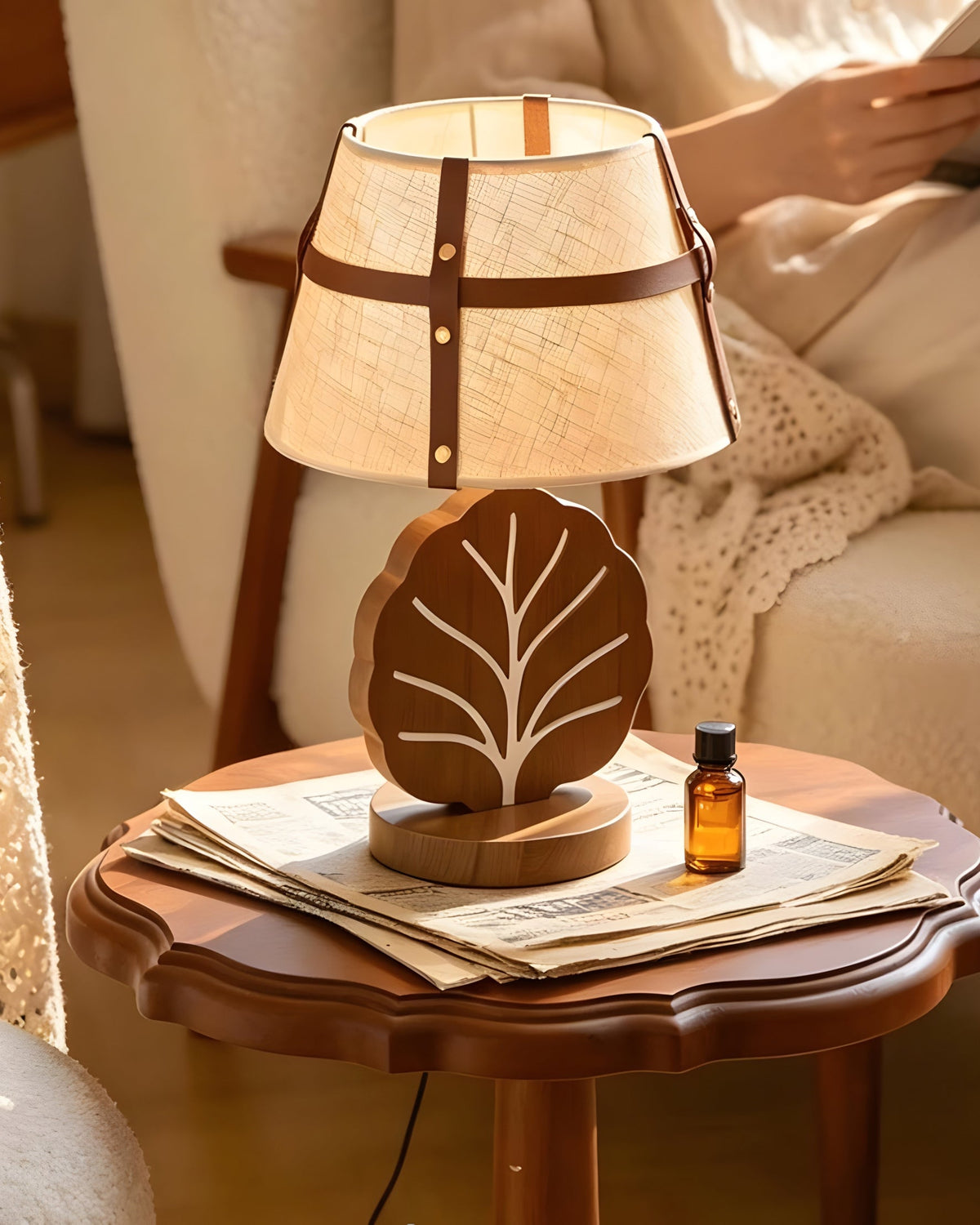 Leafora Curated Solid Brass Table Lamp – architectural ceiling profile