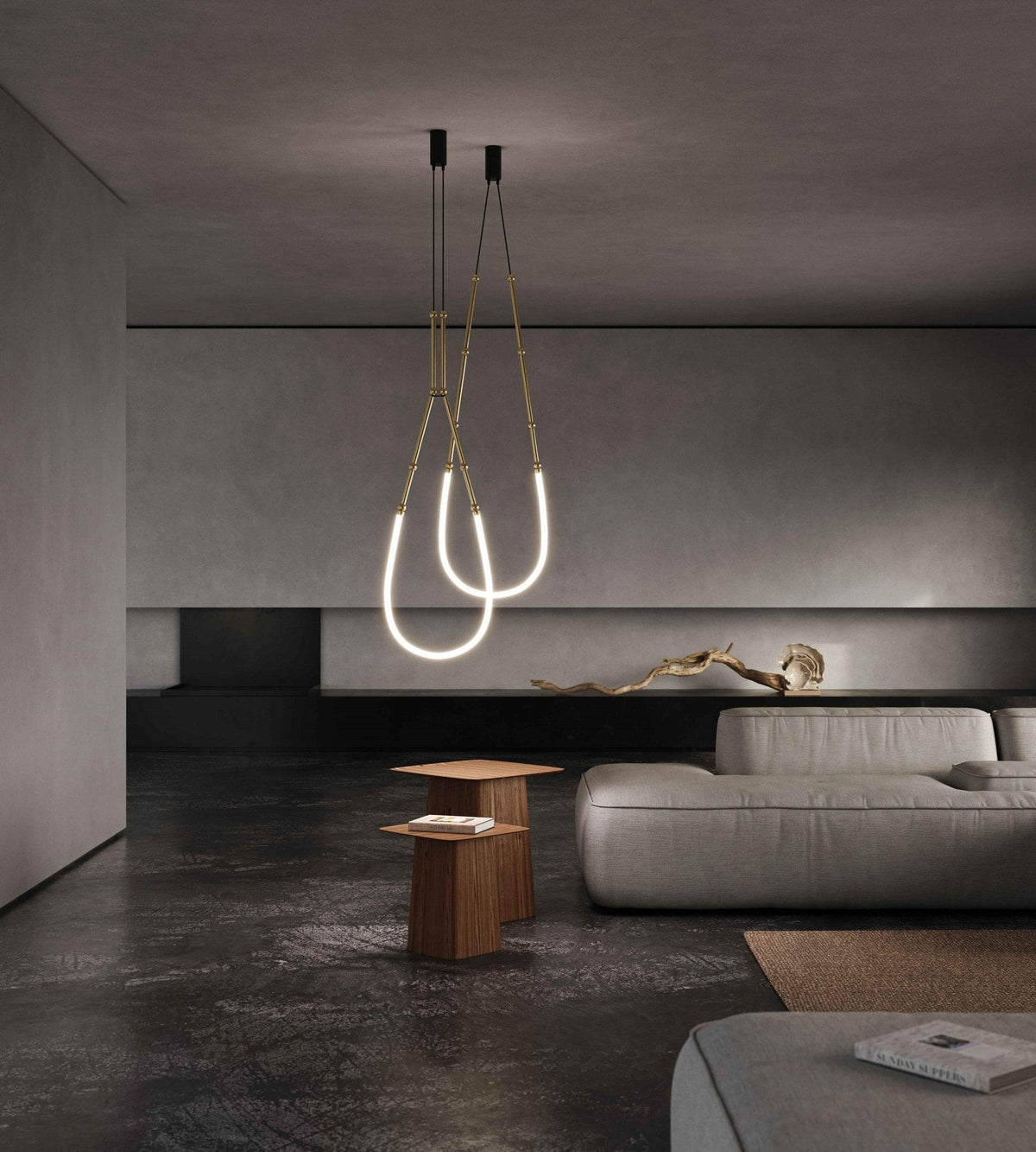 Leda Curated Iron & Glass Chandelier – full fixture elevation view