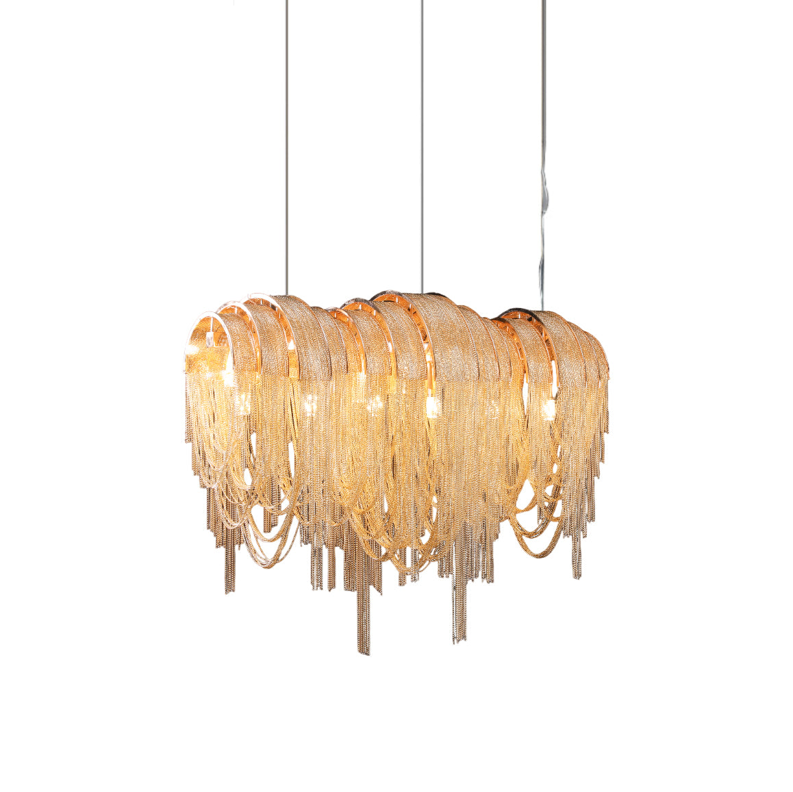 Length Chains Curated Brushed Nickel Iron Chande – unlit natural material contrast #1
