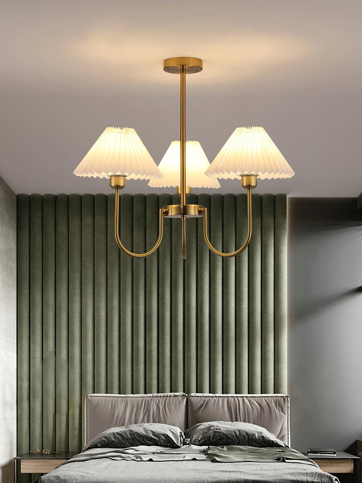 Lenore Pleated Curated Iron & Glass Chandelier – macro detail view #1