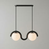 Lenox Linear Ball Curated Iron & Glass Pendant L – 2 heads L 68cm x H 24cm  L 26.8 x H 9.4 finish configuration #1 #2