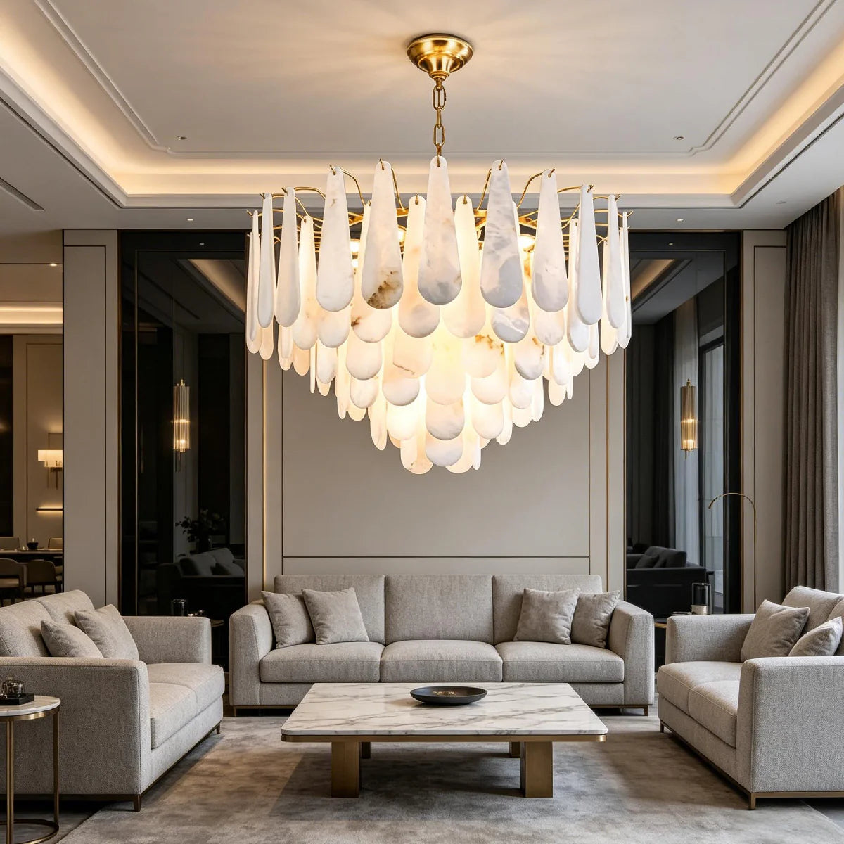 Spanish Alabaster Chandelier View 4 | Leon Alabaster Chandelier | JINSHE | JINSHE