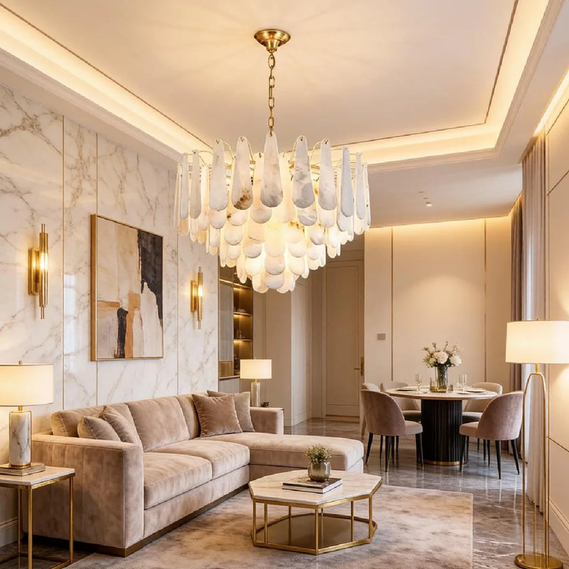 Spanish Alabaster Chandelier View 5 | Leon Alabaster Chandelier | JINSHE | JINSHE