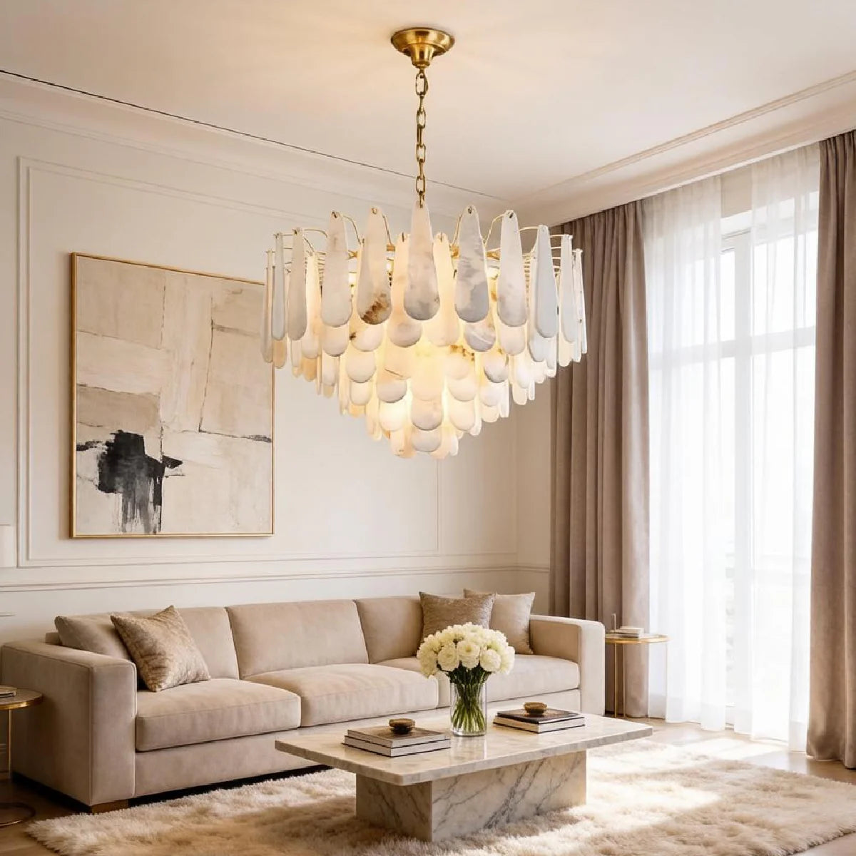 Spanish Alabaster Chandelier View 7 | Leon Alabaster Chandelier | JINSHE | JINSHE