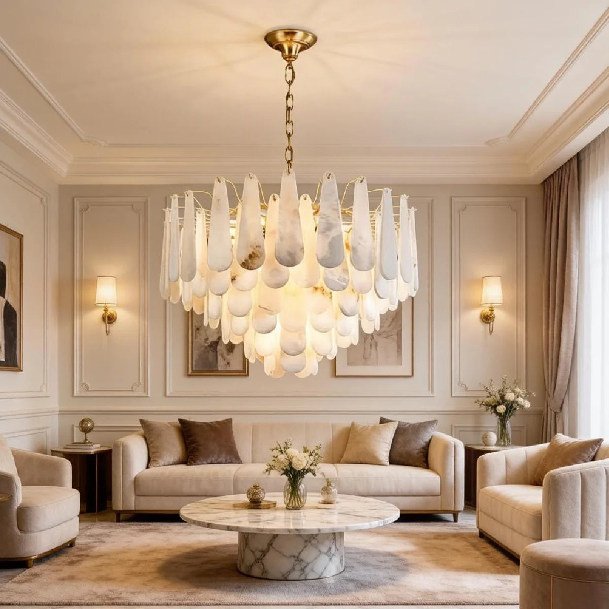 Spanish Alabaster Chandelier View 8 | Leon Alabaster Chandelier | JINSHE | JINSHE