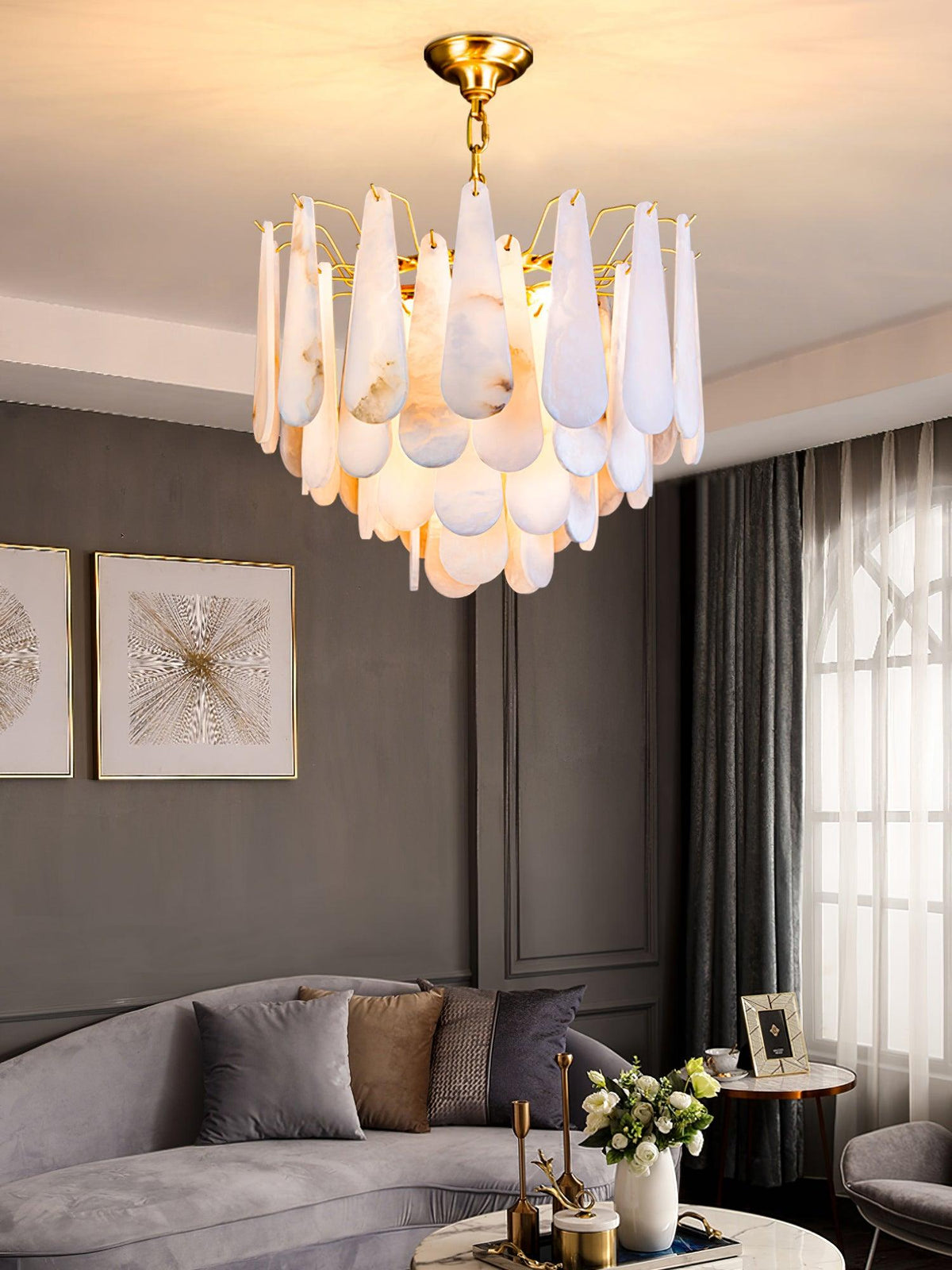 Leon Alabaster Curated Alabaster Chandelier – unlit natural material contrast