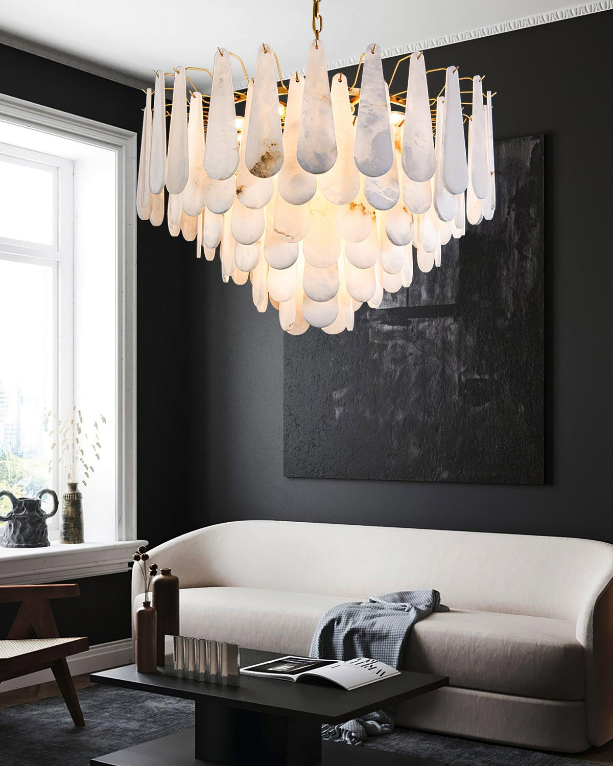 Leon Alabaster Curated Alabaster Chandelier – side angled contour profile