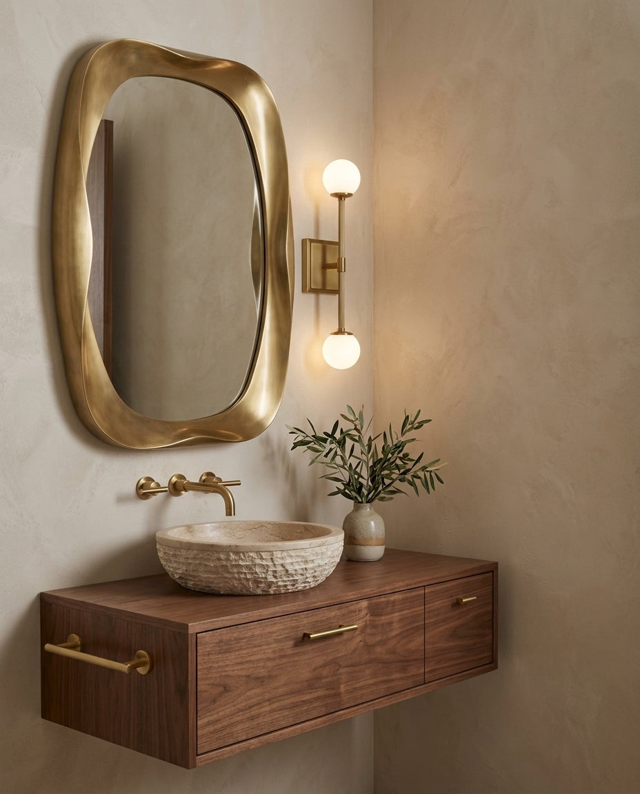 Leviano Brass Curated Mouth-Blown Frosted Glass – dimensional scale reference
